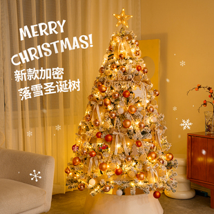 家用圣诞节装 圣诞树2024新款 饰品白色落雪网红场景布置客厅高级感