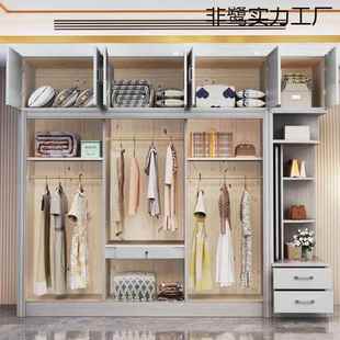 纯卧实木衣柜简HVA约推室家用移拉门转角带镜子门杉木衣柜款衣橱