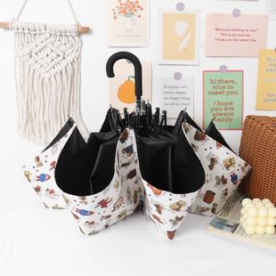 正品 学生便携雨伞女小神叠弯勾黑胶熊晴雨两用遮伞防阳晒防紫外折