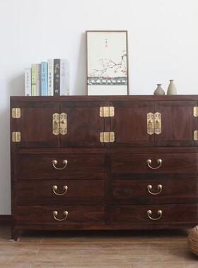 I中式香樟木六斗柜实木储柜抽屉式带4室门橱6D4M120柜卧收纳柜客