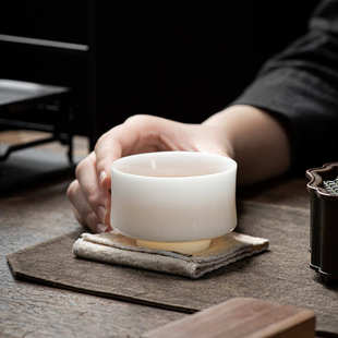 冰种玉瓷主人杯 轻奢风 个人杯品茗杯德化白瓷将军杯