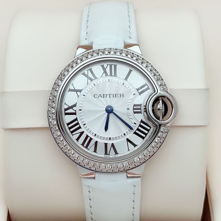 一口价9.8新卡地亚蓝气球系列钢石英手表33MM女表W6920086后镶钻