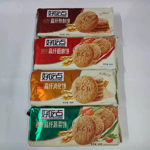 达利好吃点谷野高纤煎麸包消化杂粮蔬菜酥干168g袋装休饼闲零食邮