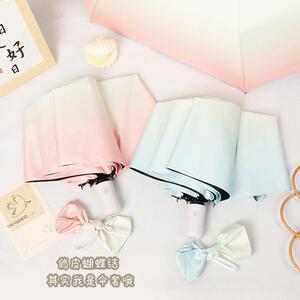 新款三折渐变伞黑胶全自动雨伞防晒防紫外线太阳伞晴雨两用折叠伞