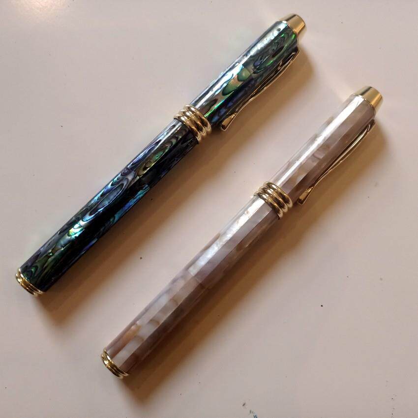 鲍鱼贝壳钢笔 螺母贝螺钿镶嵌工艺笔 贝雕夜光螺中性笔艺术收藏笔