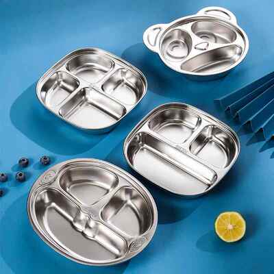 304不锈钢幼儿园餐盘卡通分格宝宝儿童家用餐具防摔创意盘子套装