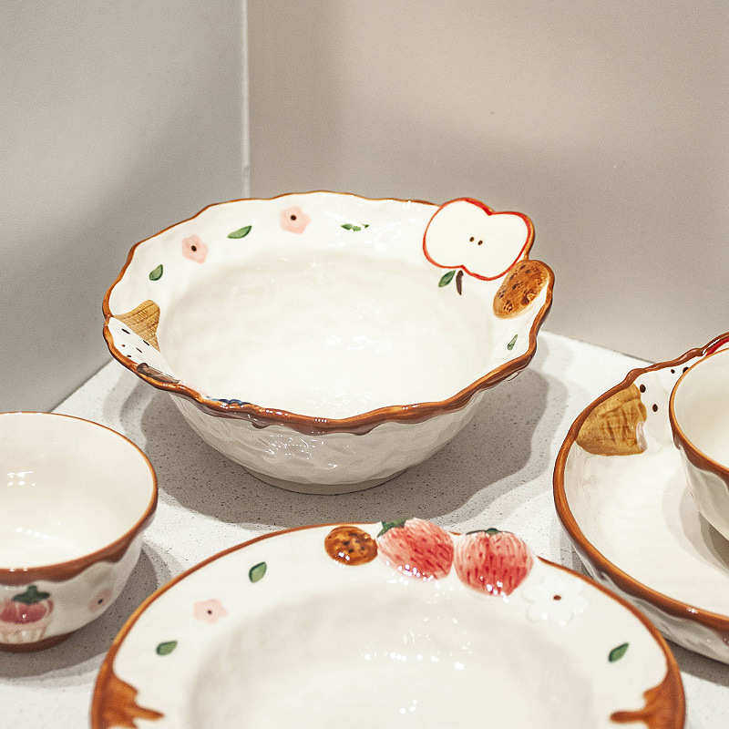 碗筷套装盘子面碗汤碗勺碗盘陶瓷餐具盘饭碗可爱沙拉创意汤吃菜