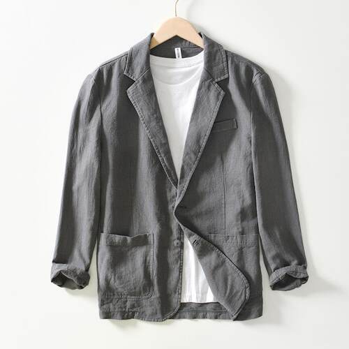 Single layer cotton and linen suit jacket