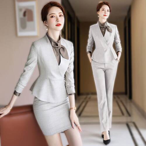 高端职业装西装套装女春季空姐制服酒店经理前台接待美容院工作服