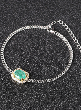 ！精工镶嵌天然宝石级祖母绿手镯手链祖母绿手串