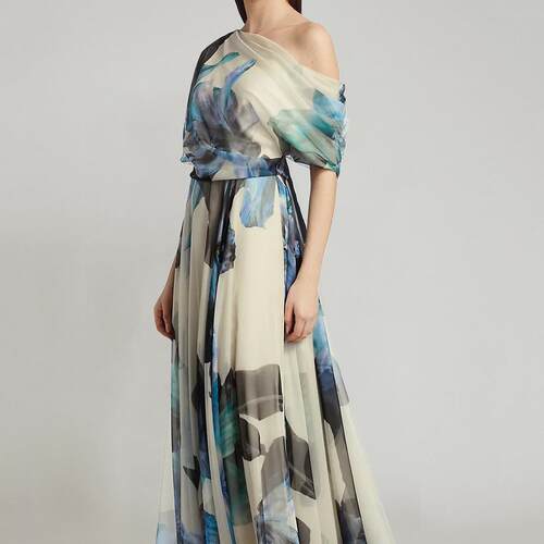 Tie up Lolita large swing skirt printed dress