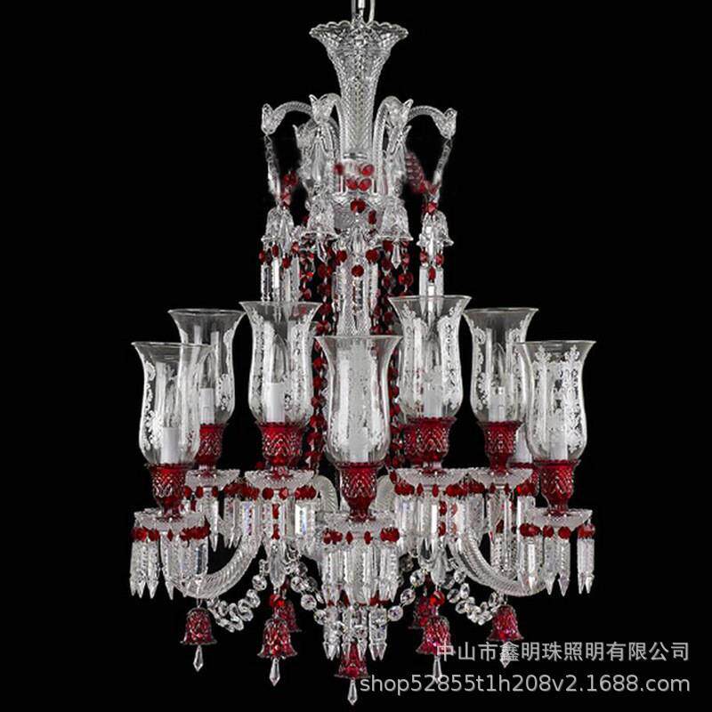 欧式复式楼水晶灯客厅主灯意大利别墅酒店大堂吊灯灯具复古风