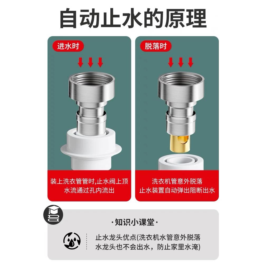 304不锈钢全自动洗衣机一进二出三角阀水龙头家用4分自动止水脱落