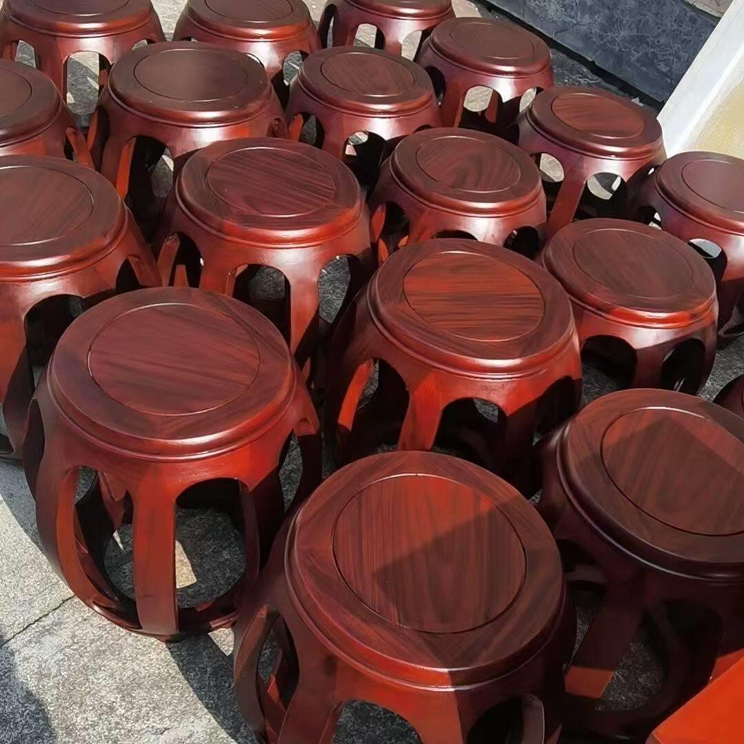 实木鼓凳小圆凳新中式家用休闲坐凳客厅矮凳茶凳餐桌凳古筝凳家具