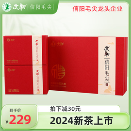 春茶上市文新信阳毛尖茶叶绿茶，2024新茶高山雨前嫩芽叶礼盒装250g