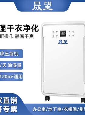 净化除湿机90L家用商用地下室办公室客厅一键干衣净化除湿机