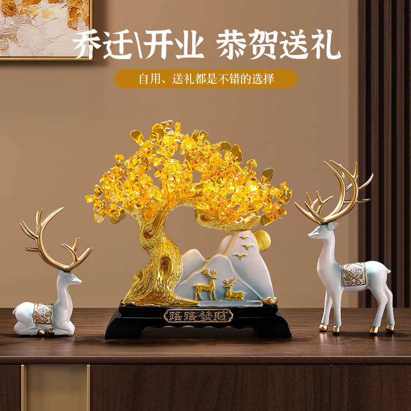 招财福鹿流沙画沙漏摆件家居玄关客厅电视柜酒柜装饰乔迁开业礼物图片