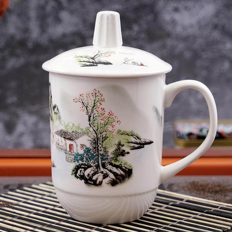 无盖陶瓷茶杯家用泡茶喝水杯子酒店宾馆办公杯会议杯景德镇瓷器
