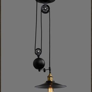 Lot美铁艺吊灯复灯古工业风酒吧灯升降式 滑轮餐厅灯吧台北314欧吊