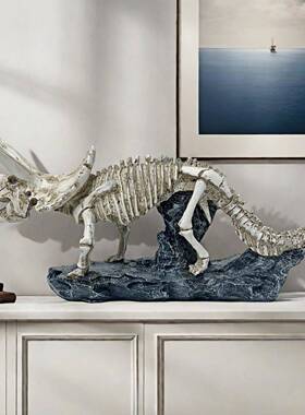 简约创意大号霸王龙恐龙化石骨架艺术摆件玄关艺术雕塑复古装饰品