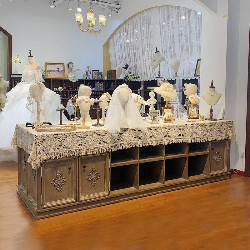 中古店服装店中岛展示台品陈列衣帽间首饰女装饰品店复古做旧