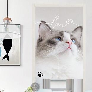 斯堪的纳维亚宠物店可爱的猫门窗帘织物家庭卧室窗帘厨房隔断窗帘