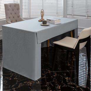 高档纯麻色棉桌布定制加酒店会议布厚长方形商务桌办公室桌套桌罩