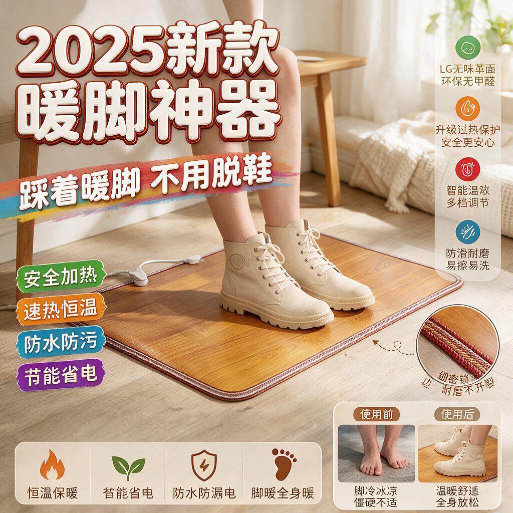 厚特暖脚神器暖脚垫办公室取暖神器电加热脚垫发热地垫暖脚宝板女