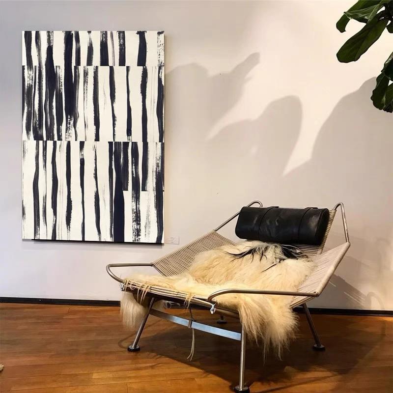 网红侘风极简寂日式客厅抽样象油画挂画板画赤贫风间沙发背景装饰