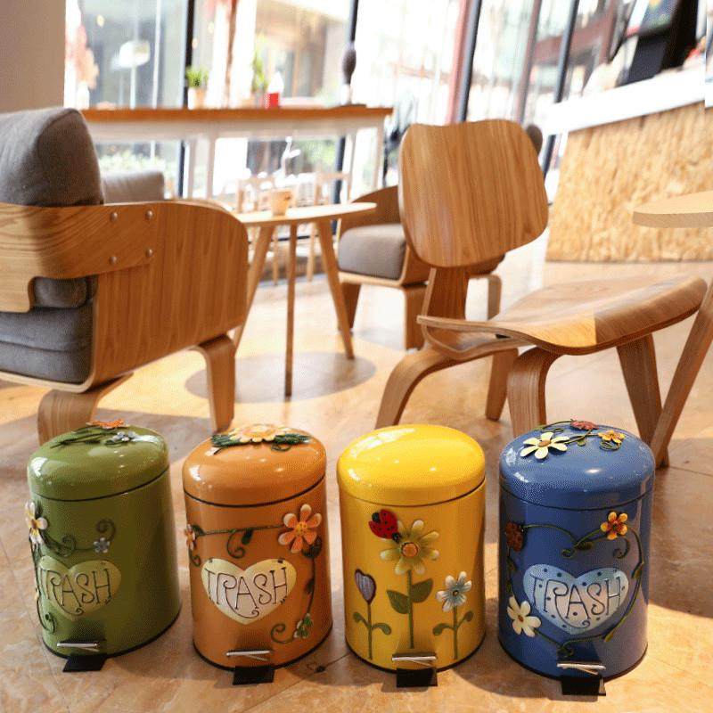 轻奢垃圾桶家用厕所卫生间防水带盖脚踏可爱卧室客厅厨房创意美式