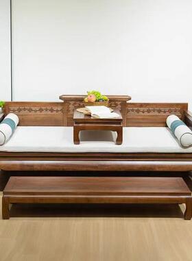 小户型美胡桃木沙发床冬仿古实木罗汉床ASN夏两用罗汉床南实木大