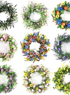 小仿雏菊真A026野花薰草衣花环春夏季家天居农舍门窗装饰挂件藤条