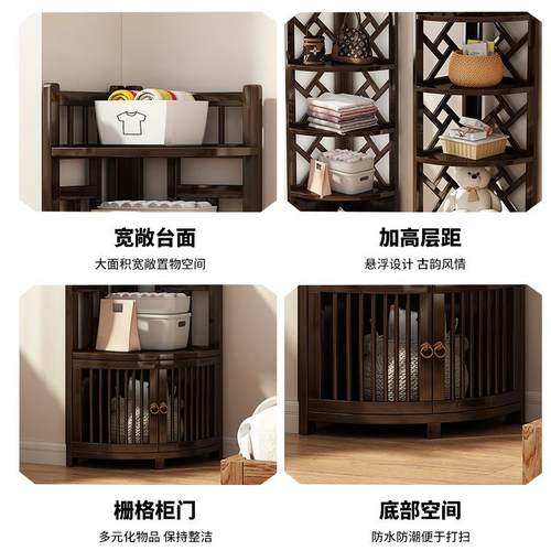 角柜墙11214角三角轻奢发角柜转沙角置柜物架客厅感角柜墙角置物