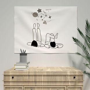 墙壁遮丑挂布挂毯高级感客厅墙布挂画免打孔女生卧室背景布中式毯