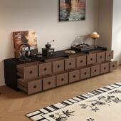 法式 胡桃木轻黑色实VTA木整发货 古电视柜客厅复落地中古风法装