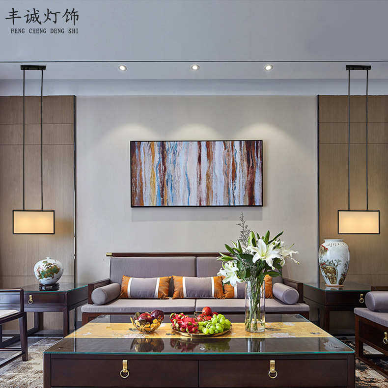 单头小吊灯新中式床头吊灯简约卧室灯酒店沙发背景墙布艺长吊灯,家装灯饰光源,客厅吊灯,淘宝优惠券,粉丝福利购,淘宝优惠卷