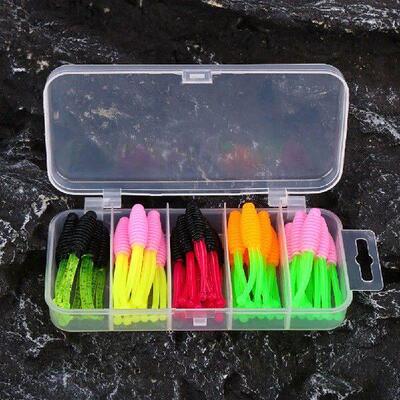 30pcs Soft Fishing Lures Two-Tail Shaped Artificial Bait