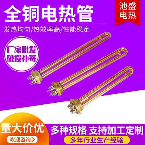 全铜烧水电热管加热棒 DN50 DN40水箱加热管3/9/12KW全铜加热管