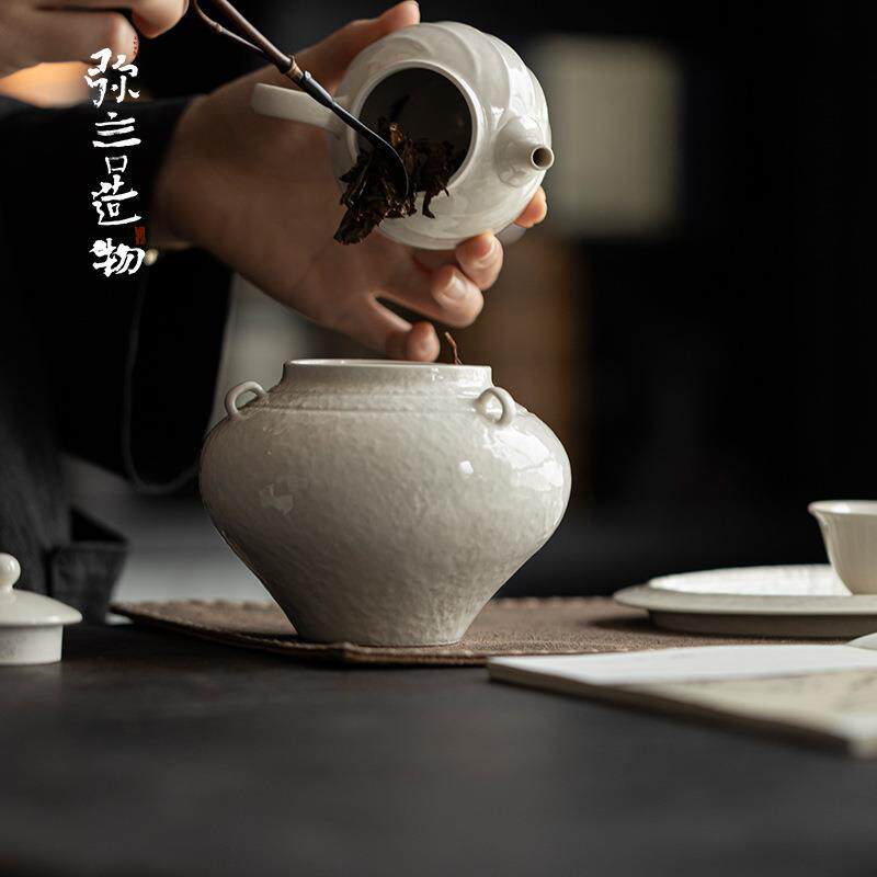 弥言草木灰茶洗复古手工家用茶渣桶水盂陶瓷建水敞口茶杯洗茶渣缸