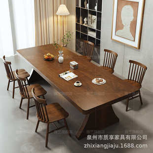 全实木餐桌餐厅吃饭桌子家用书桌北欧桌椅组合饭桌直边八仙桌大板