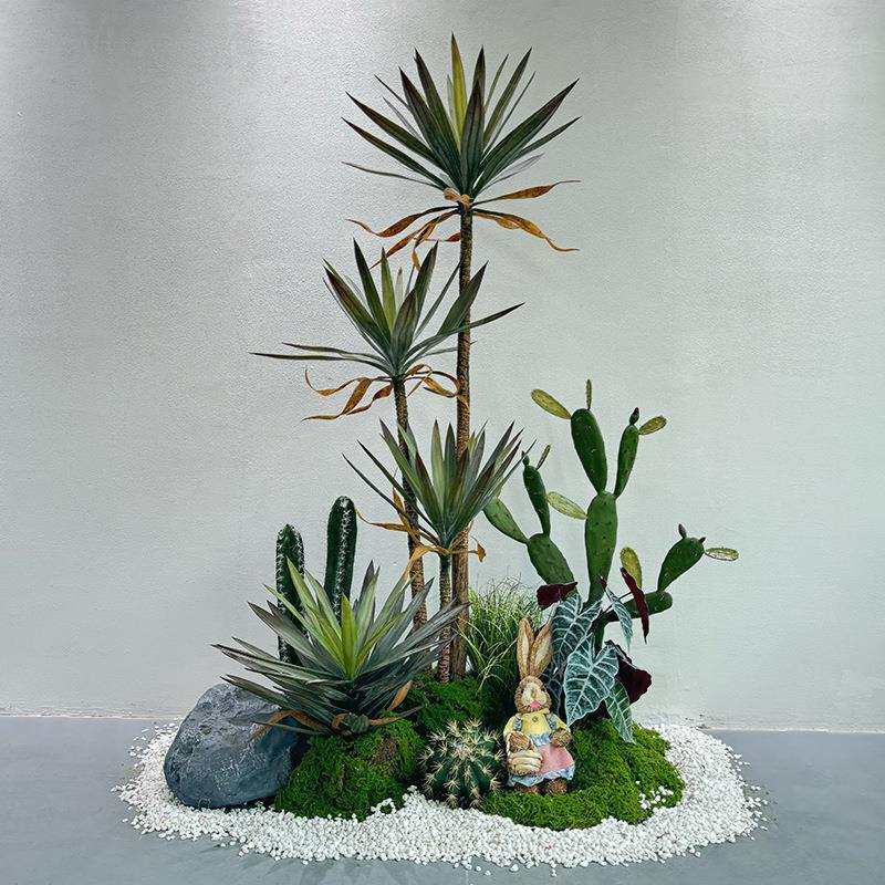 绿植造景组合室内热带植物仙人掌剑麻凤尾兰马尾铁盆栽装饰仿生