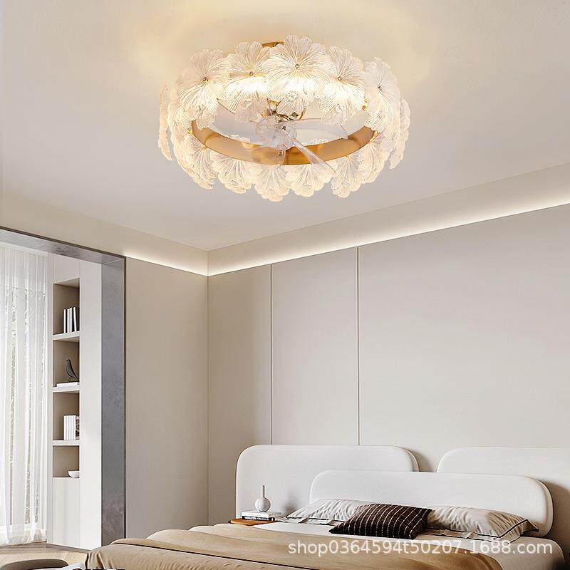 法式风扇灯轻奢水晶客厅吊扇灯现代简约2024年新款餐厅主卧室灯具