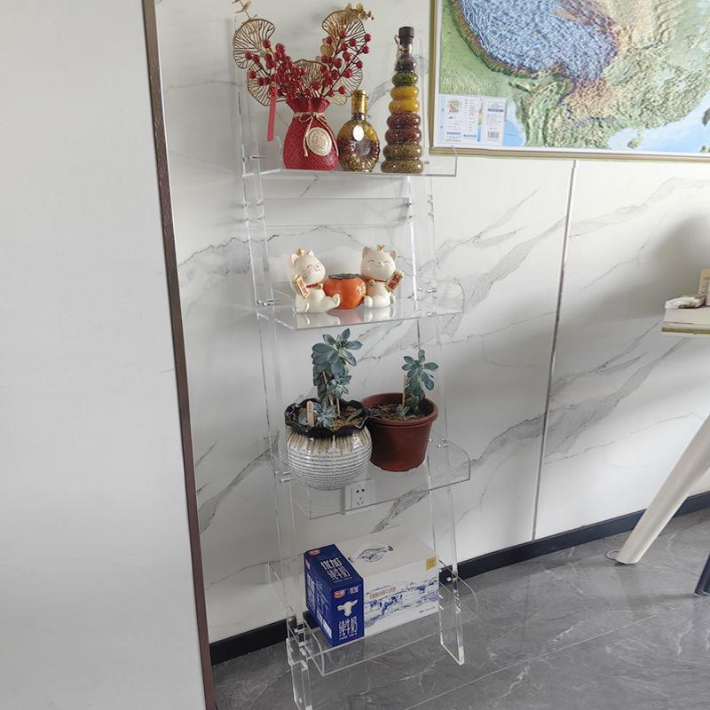 亚克力靠墙书架卧室多层展示架创意陈列架落地透明花架浴室置物架