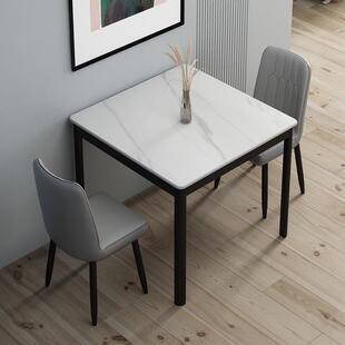 正方形家岩板餐桌用小型现代简约户轻椅奢NFS吃饭桌子大理石餐桌