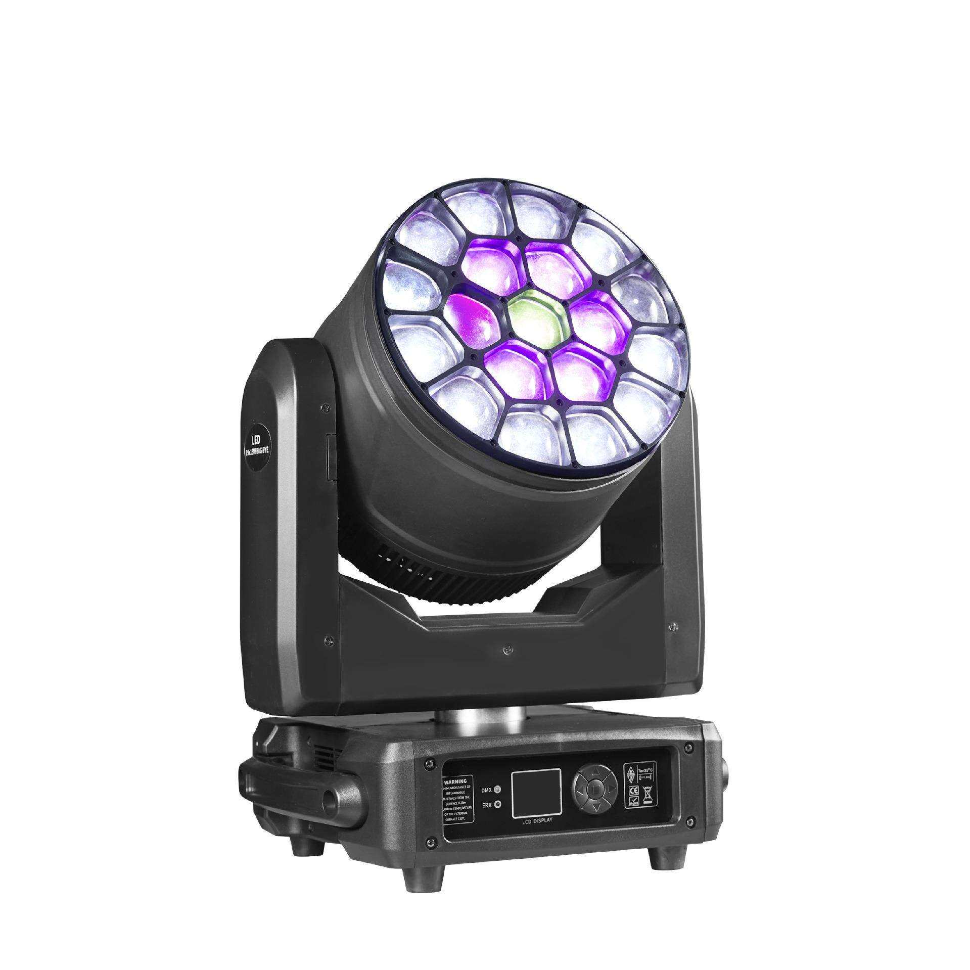 19颗15W LED摇头光束灯迷你全彩蜂眼染色点控七彩旋转舞台效果灯