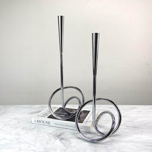 现代简约欧式轻奢几何L形扭转烛台摆件样板房售楼处餐桌软装饰品