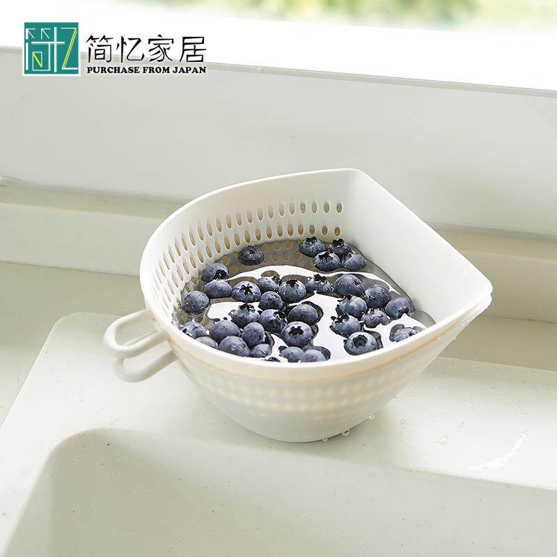 日本双层沥水篮家用洗菜篮小号水果盘洗蔬菜沥水篮筛洗菜塑料篮子