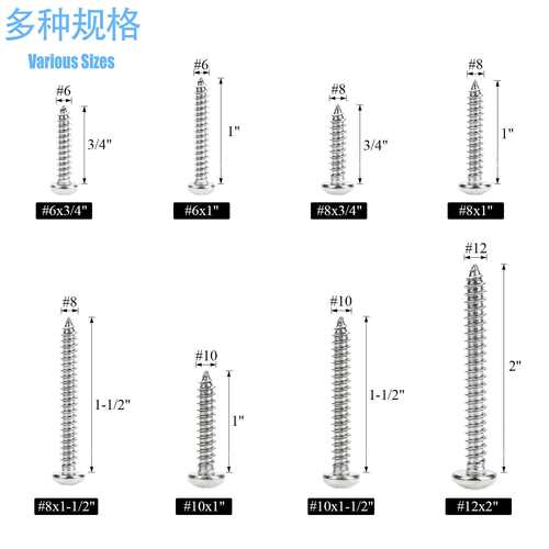 310pcs不锈钢304GB845#6~#12十字盘头自攻螺丝自攻钉跨境盒装