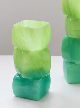 中古渐柜变彩色BXG9-102几何方块花瓶餐桌电软装酒店视台面装饰玻