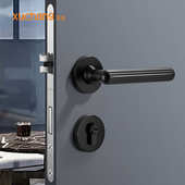 北欧门锁室内卧室静音现代简约实木房门黑色法式 铜拉丝静音分体锁